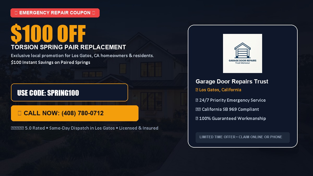 $100 OFF Heavy-Duty Torsion Spring Pair Replacement in Los Gatos, CA